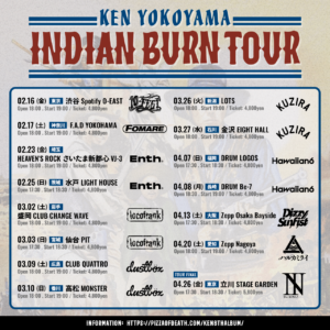 Ken Yokoyama「Indian Burn Tour」後半戦ゲストバンド発表！